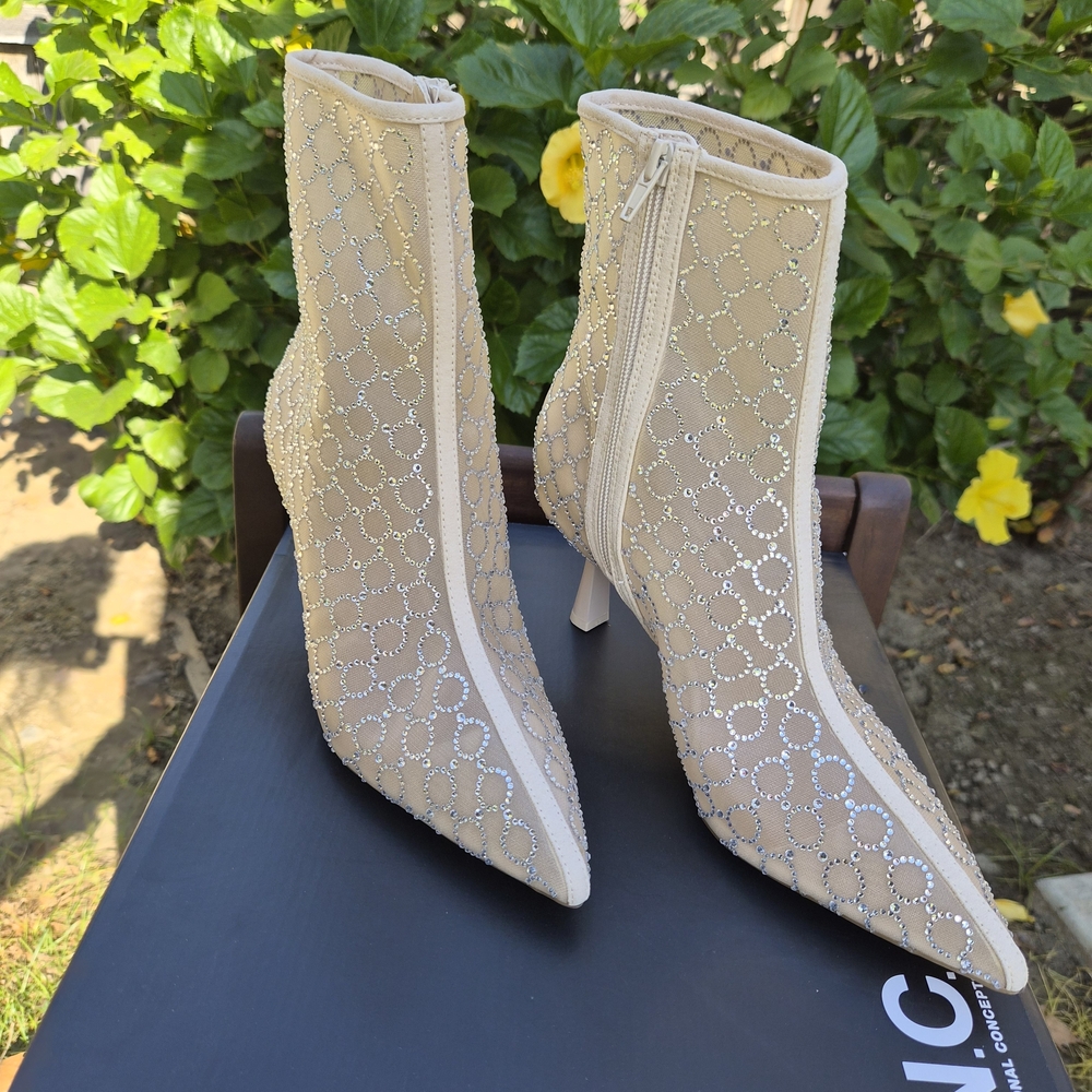 INC International Concepts Beige and Silver Ankle Boots - Picture 3 of 7